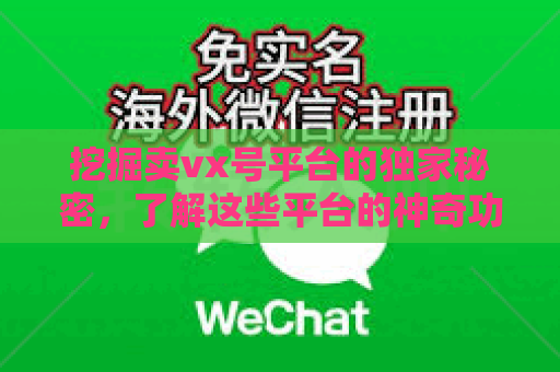 挖掘卖vx号平台的独家秘密，了解这些平台的神奇功能